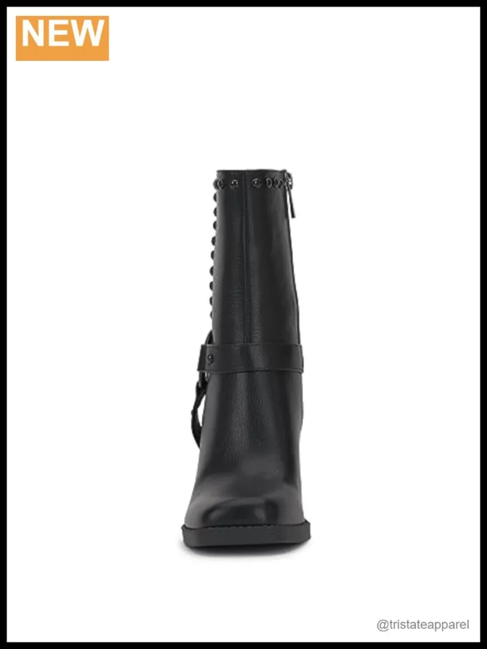 Faux Leather Pull-On Mid-Calf Fashion Boots Block Heel Round Toe